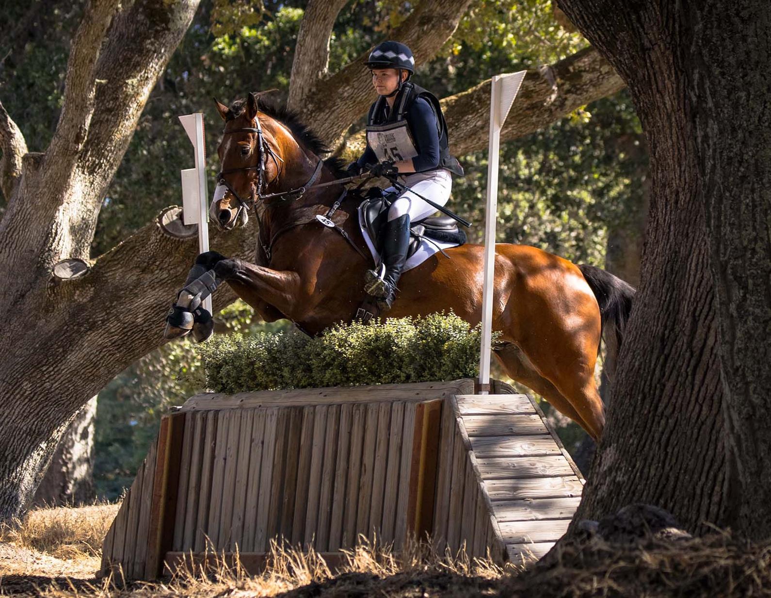 Pip Hayes and So Cool on the cross-country course at Woodside