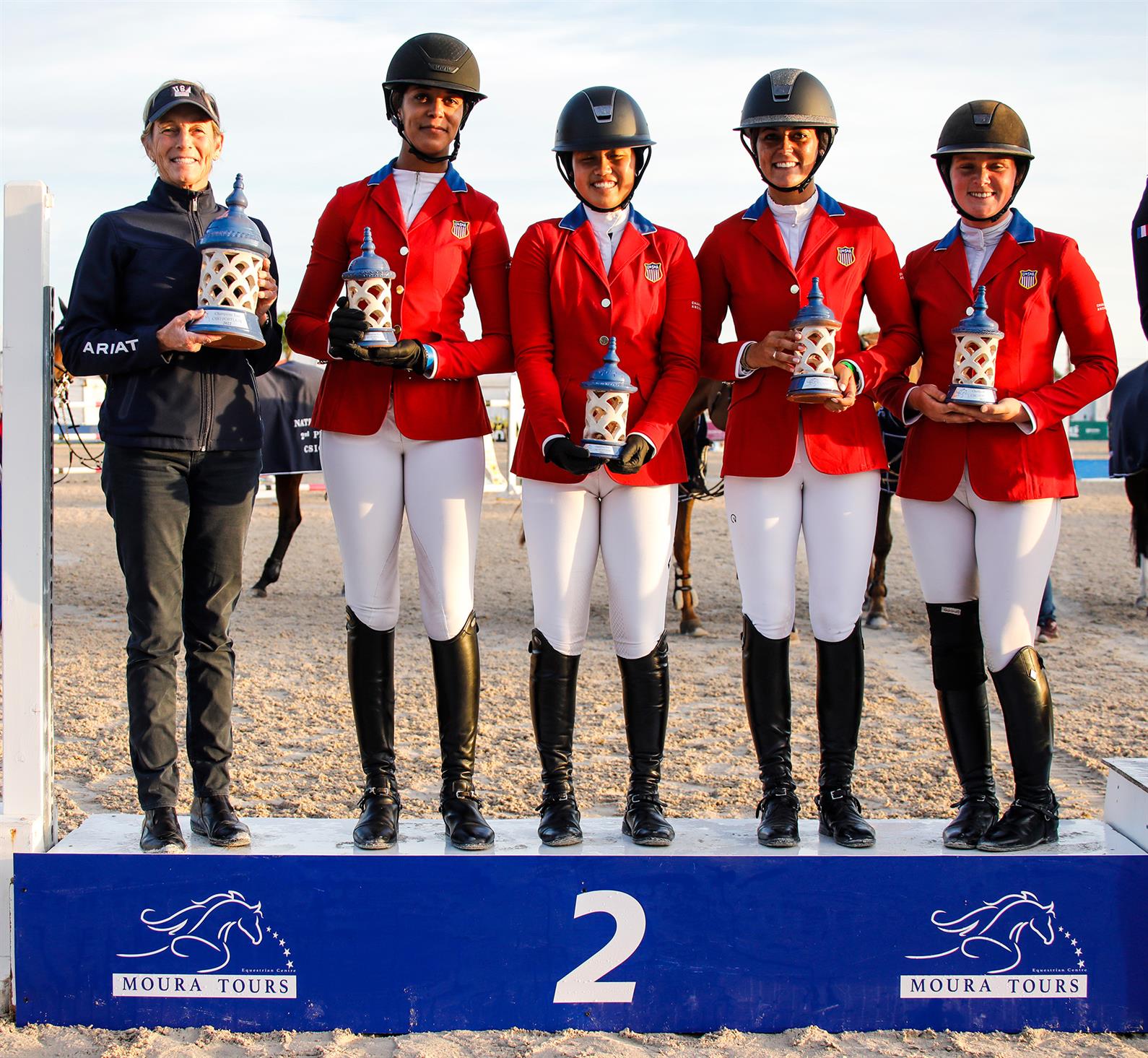 The U.S. Jumping Team on the podium at FEI Nations Cup - Vilamoura