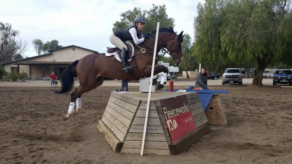 West Coast Eventing 18 participant Madison Temkin schools cross-country fences with Dr. Hart (Courtesy of Madison Temkin)