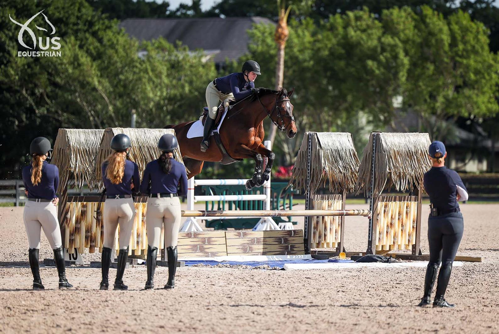 Virginia Bonnie riding under the direction of Lauren Hough at the 2022 USEF Horsemastership Training seession in Wellington, Fla.